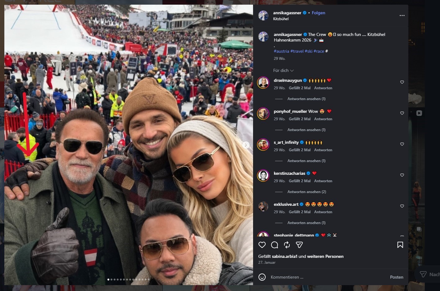 Gruppenfoto mit Arnold Schwarzenegger und Zlatan Ibrahimović in Kitzbühel
